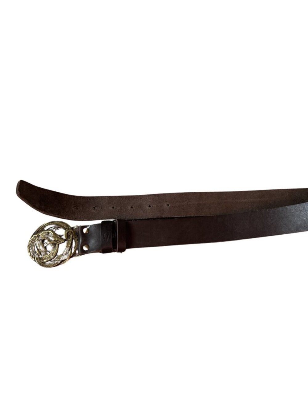 Klyarma Brown Leather Dragon Buckle Belt